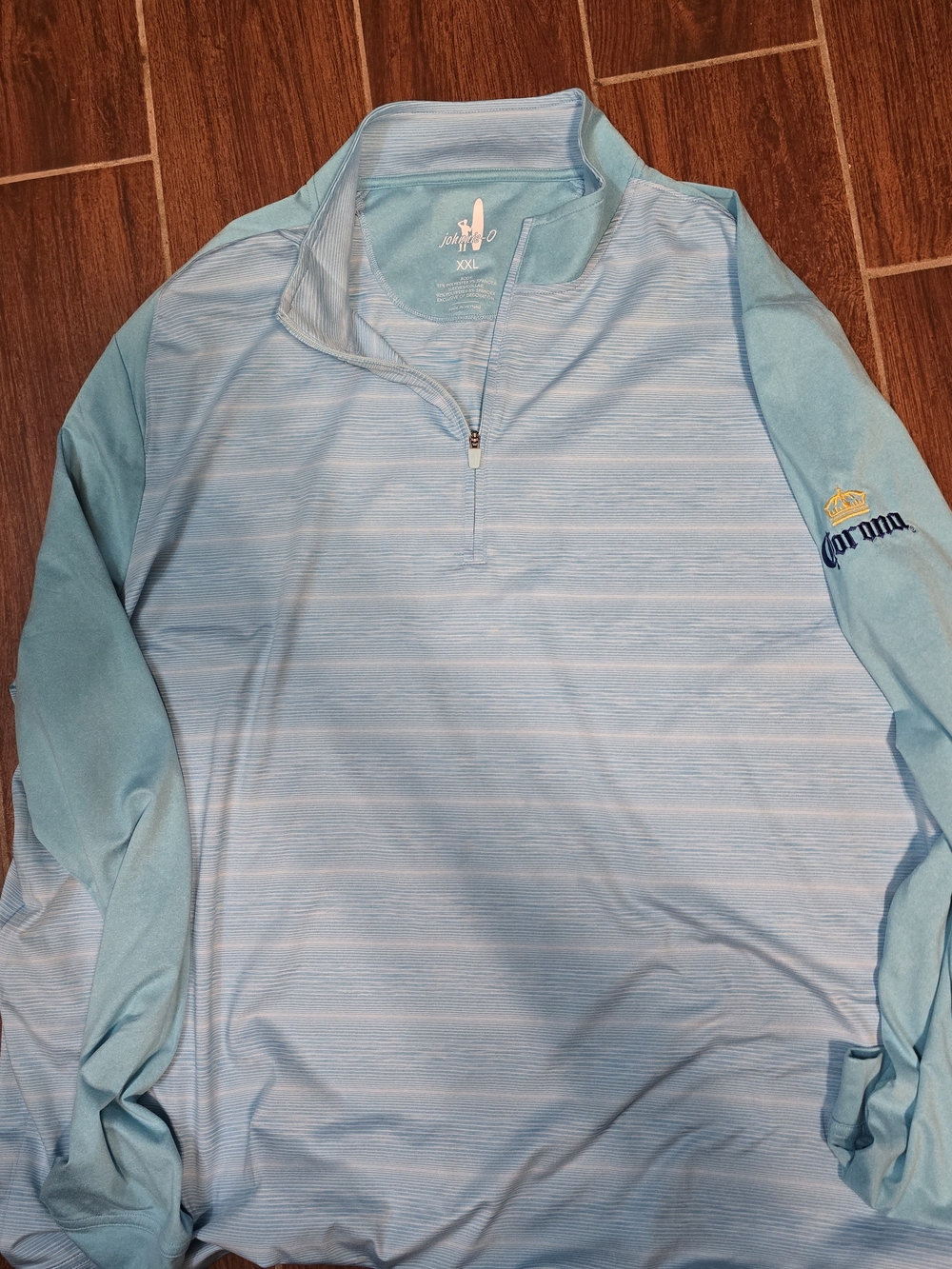 johnnie-O Light Blue Striped Quarter-Zip Pullover Corona